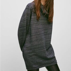 Aritzia Wilfred Free Dark Grey Oversized Sweatshirt, Cowl Neck, Pockets, Medium